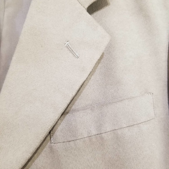 Members Only Mens Blazer 42 Beige Solid Sport Coat Microfiber Suede - Picture 3 of 12